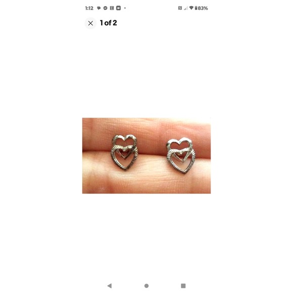 Beautiful pair of sterling silver 925 heart earrings - Picture 1 of 2